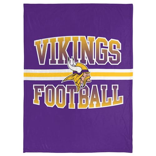 FOCO NFL Micro Raschel Plush Throw Blanket Stripe Logo 45 x 60 Minnesota Vikings