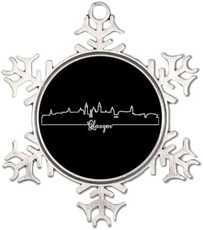 United Kingdom Glasgov Metal Snowflake Ornament Round Christmas Tree Ornament Gentle City Country Fine Arts Personalized Keepsake Travel Souvenir Collectible Gift for Xmas Tree Decoration