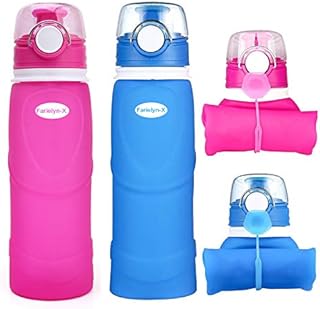 Farielyn-X Collapsible Water Bottle 26oz / 750ml Medical Grade Silicone, BPA Free, Roll Up Foldable Features for Sports, Outdoor & Indoor Water Bottle