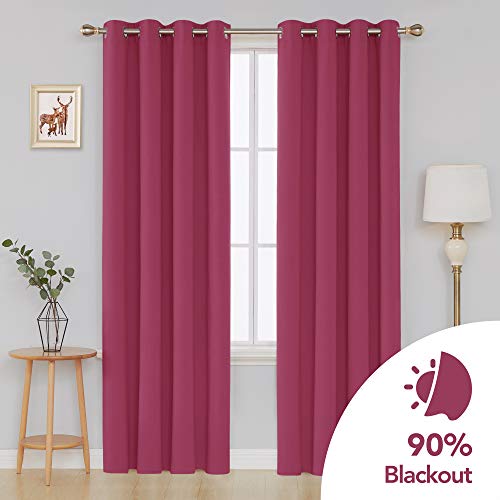 Image of Deconovo Blackout Curtain Room Darkening Panel for Bedroom or Living Room Grommet Thermal Insulated Lighting Reduce Drape 52 x 84 Inch Rose 1 Panel