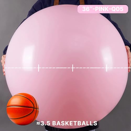 Image of PartyWoo Baby Pink Balloons 4pcs 36 Inch Pastel Pale Light Pink Latex Helium Balloons for Baby Shower Gender Reveal Easter Bachelorette Wedding Bridal Shower Birthday Party Decorations Pink-Q05