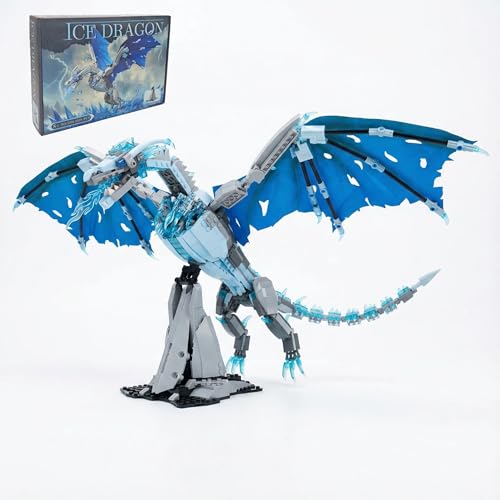 Ice Dragon Building Blocks Set Ice Dragon Model 20.47 Large Collectible Building Toy Home Decor for GOT Fans Creative Gift for Kids 8-16+ & Adults(1019 PCS)