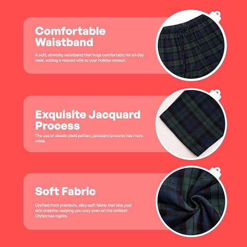 Giggling Getup Mens Christmas Pajama Pants Soft Pj Bottoms Lounge Pants with Pockets＆Drawstrin Plaid4