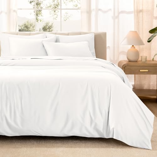 Bare Home 100% Organic Cotton Sateen Duvet Cover Set - Full/Queen Size - 400 Thread Count - Smooth...
