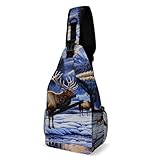 Supdreamc Ultra Lightweight Sling Bag Backpack Chest Day Bag Multipurpose Anti-Theft Backpacking for Outdoor Cycling Hiking Travel, Elk Winter Snow Tool Backpack