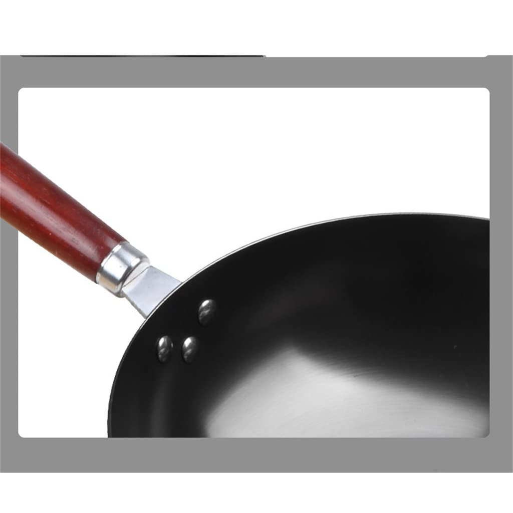 Gusseisen-Antihaft-Wok, traditionelles Kochen, Induktionsherd, Gas-Wok, multifunktionale Pfanne, Bratpfanne, Küchengeschirr (Farbe: A, Größe: 34 cm) vision