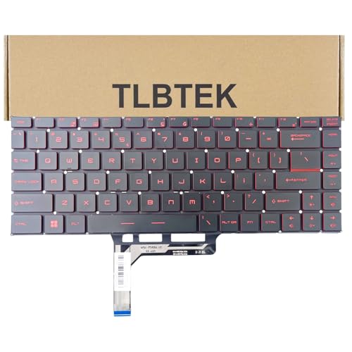 TLBTEK Blackligt Keyboard Replacement Compatible with MSI MS-14B1, MS-14B3, MS-16Q1, MS-16Q2, MS-16Q3, MS-16Q4, MS-16R1, MS-16R2, MS-16R3, MS-16R4, MS-16R5, MS-16R6, MS-16R8, MS-16S1 Series Laptop
