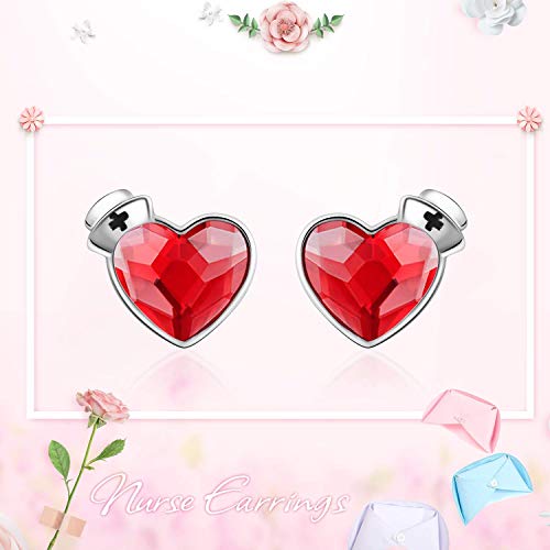 AOBOCO Gifts for Nurse Doctor 925 Sterling Silver Medical Symbol Studs Earrings Graduation Jewelry Gifts for New Nurse Doctor RN Student3