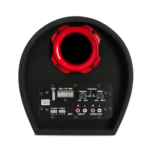 Image of 10 Inch D-Shaped Car Bass Tube | Built-in Amplifier | Dual Voice Coil | Plug & Play | Red