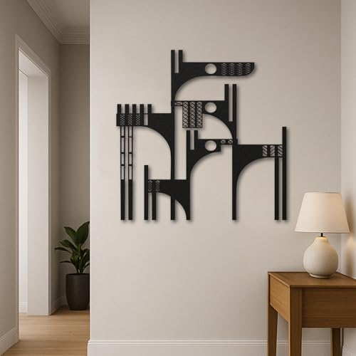 Décoration murale en métal de style silhouette géométrique noire - 5
