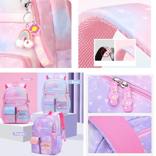 Mochila Infantil Menina Escolar à Prova Dágua Abre a Frente 360º Vários Compartimentos e Bolsos Alça