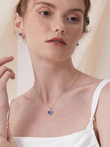 ChicSilver 925 Sterling Silver Heart/Round/Pear/Emerald Cut Simulated Birthstone Necklace Birthday Gift for Women Girls2