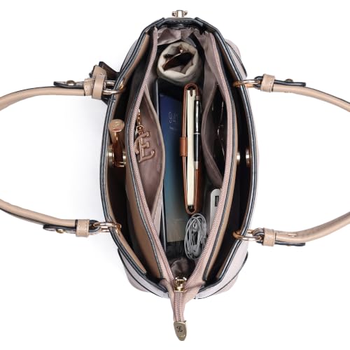 Image of EXOTIC Premium Caramel Edge Structured Handbag for Women | Dual Tone Satchel Bag | Multi-Compartment | Top Handle with Adjustable Sling Strap | Textured PU Leather