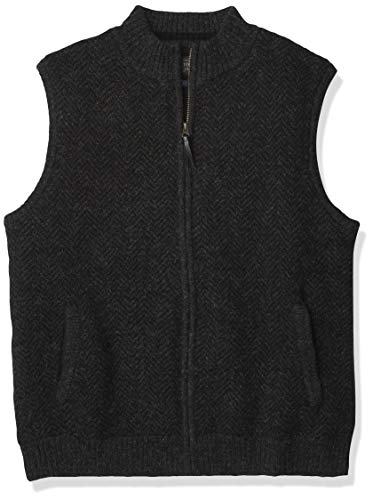 Pendleton Men's Shetland Zip Sweater Vest, Black Heather, XL