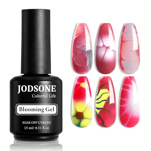 JODSONE 15 ML Clear Blooming Gel Esmalte Semipermanente De Uñas, efecto mármol transparente, para decoración de uñas, con efecto difuminado, estampado floral y diseño de acuarela para mujer