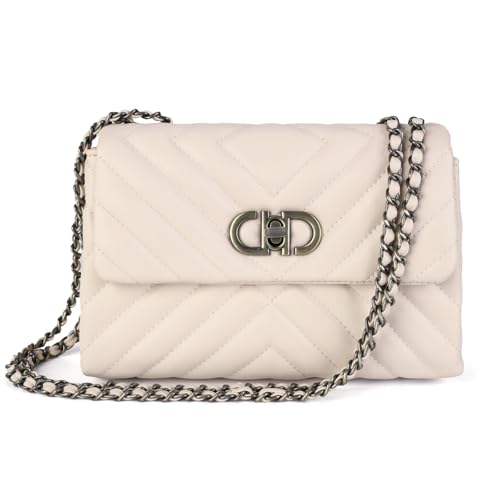 Image of Designer Quilted Purse, Convertible Crossbody Shoulder Bags Women | Vegan Leather, 2.5L Capacity, Fits iPad mini /Kindle /Long wallet, Versatile for Casual /Dressy Outfit /Office /Everyday Use