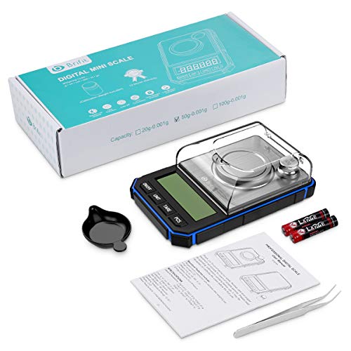 Amir Digital Milligram Scale, 50G Portable Mini Scale, 0.001G Precise Graduation, Professional Pocket Scale With 50G Calibration Weights Tweezers (Batteries Included) #TOP6