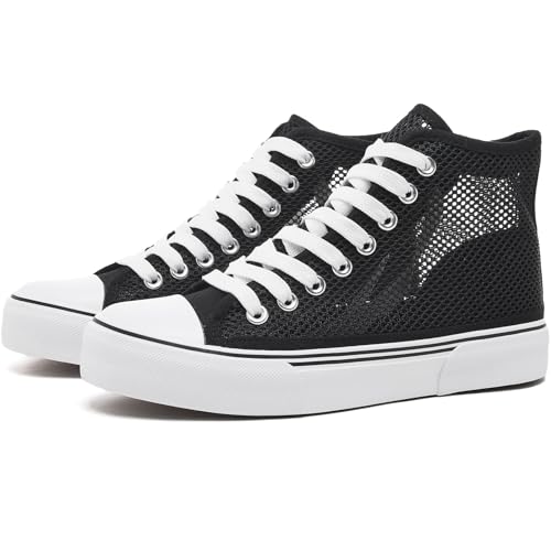Image of hash bubbie High Top Canvas Sneakers Fashion Walking Shoes | high tops non slip on walking breathable casual comfortable lace up tennis shoes