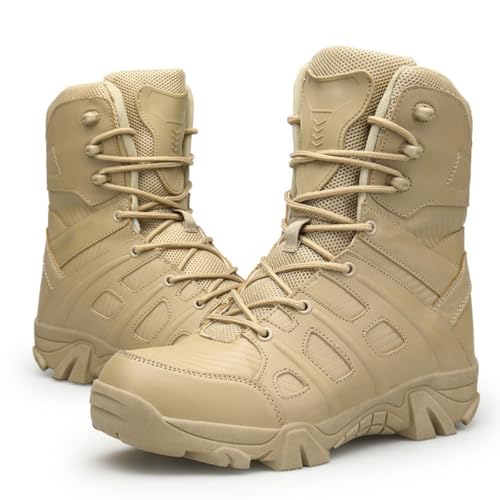 Men's Military Tactical Work Boots Side Zipper Lightweight Motorcycle Combat Booties Army Jungle Work Outdoor Motorcycle Boots