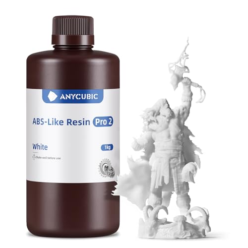 ANYCUBIC ABS-Like Resin Pro 2 pour Imprimante 3D LCD, Haute Précision et Faible Odeur, Résine Photopolymère UV 405nm, Compatible LCD/DLP (Blanc, 1kg)