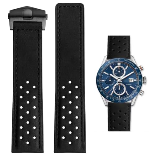 HEYOZURY Correa de Reloj Para Tag Heuer 22mm Aquaracer Monaco Serie Diseño Perforado Pulsera de Reemplazo con Pulsera Original Compatible con Tag Heuer reloj Hombr