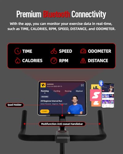 HARISON Exercise Bike - Stationary Bike for Home Gym - Silent Pad/Magnetic Indoor Cycling Bike with Tablet Mount & Comfortable Seat Cushion, 350LBS/380LBS Weight Capacity, Belt Drive Workout Bike (Magnetic Plus)