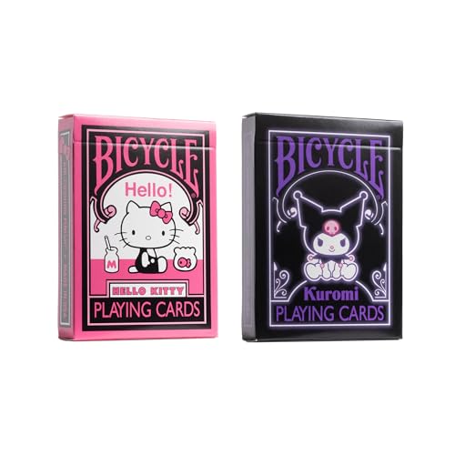 Image of Bicycle Hello Kitty Playing Cards Bundle, Sanrio Black & Pink Hello Kitty and Kuromi Collectible Deck of Cards