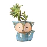 Bonita Maceta de Cerámica En Forma de Zorro Para Estudio Sala de Estar Dormitorio Balcón Jardín Oficina Cactus Maceta Suculenta (tipo A)