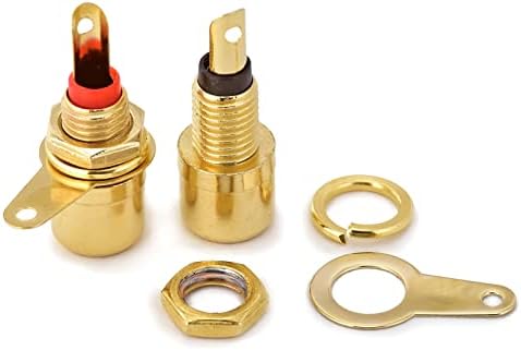 10x Chassis Mount RCA Phono Sockets Female Gold Plated Panel Connectors Red-Black