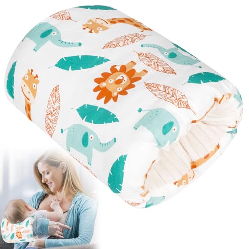 Image of Baby Feeding Arm Pillow,Soft Cotton Bottle Nursing Arm Pillows for Newborn,Breastfeeding Pillows for More Support for Mom and Baby,Portable and Washable,Ergonomic Nursing Essentials(White Animals)