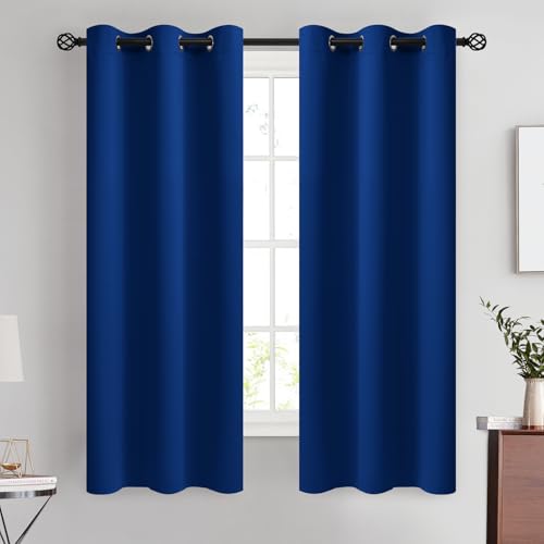 Image of COSVIYA Grommet Room Darkening Royal Blue Curtains 63 inch for Bedroom | Light Blocking Insulated Thermal Curtains for Living Room, Blackout Thick Polyester Window Drapes,42x63 inches, 2 Panels