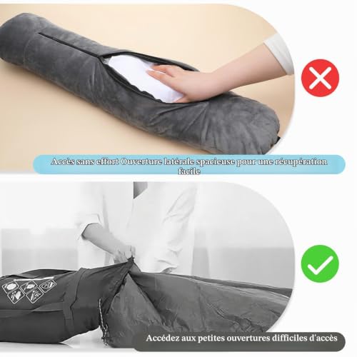 Qianyu Oreiller de voyage rembourré, coussin de voyage rembourré avec vêtements, sac de rangement réglable, pliable, oreiller d'avion pour bagages supplémentaires, coussin de repos multifonctionnel – Image 3