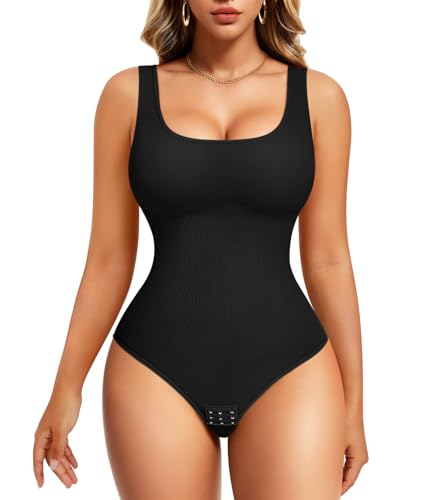 Nebility Shapewear Bodysuits for Women Tummy Control Body Shaper Square Neck Body Suits Slim fit