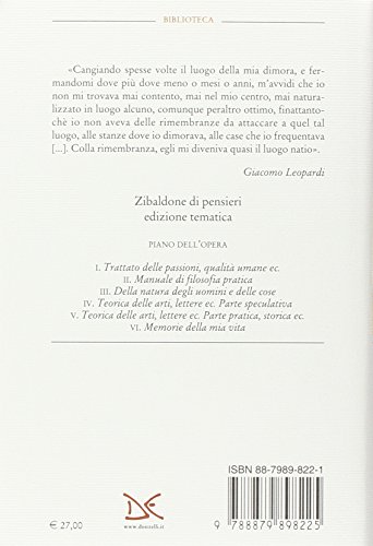Memorie Della Mia Vita. Edizione Tematica Dello «Zibaldone Dei Pensieri» Stabilita Sugli «Indici» Leopardiani (Vol. 6) - 2