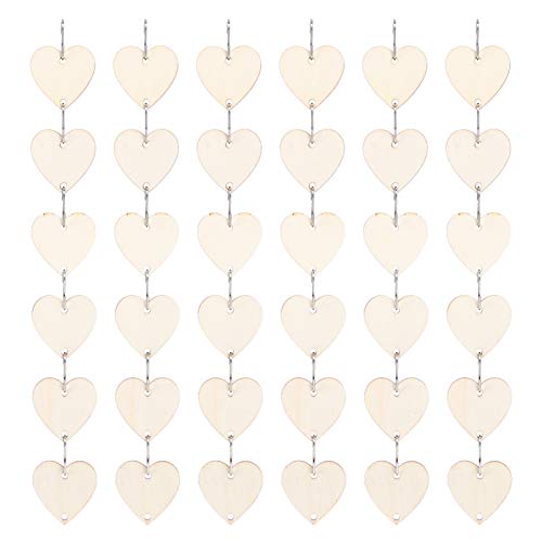 OSALADI 1Set Wooden Pendant Cutouts for Crafts Unfinished Heart Shaped Wooden Slices with Hooks for Home Decor Festivals and