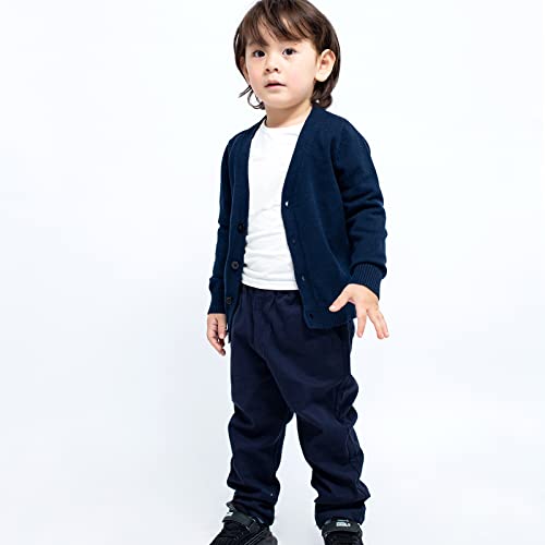 Image of Unisex Boys Girls Cardigans Sweater V-Neck Long Sleeve School Uniforms Button Knit Tops