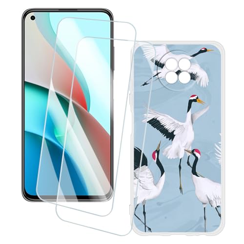OAGELIM 2�Z�b�g �X�N���[���v���e�N�^�[ + �P�[�X Xiaomi Redmi Note 9T 5G (6.53 �C���`) �Ƃ̌݊������� �A�[�e�B�X�e�B�b�N�J�X�^���v�����g�J�o�[�Ƌ����K���X�t�B���� �X�N���b�`�h�~ (��)