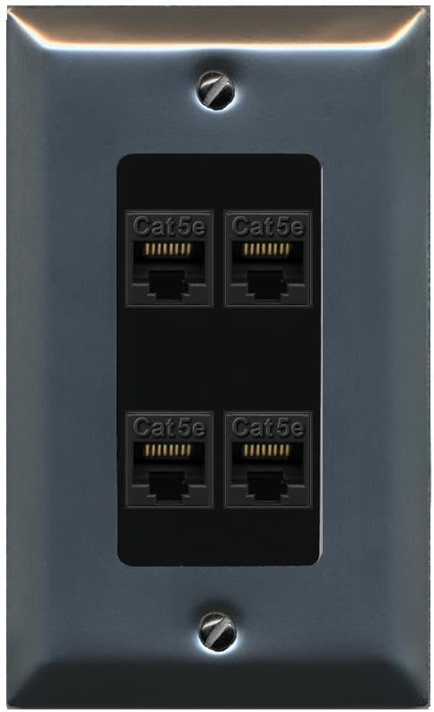 RiteAV 1 Gang Decorative 4 Port Cat5e Ethernet Wall Plate - 1 Gang [Bronze/White]
