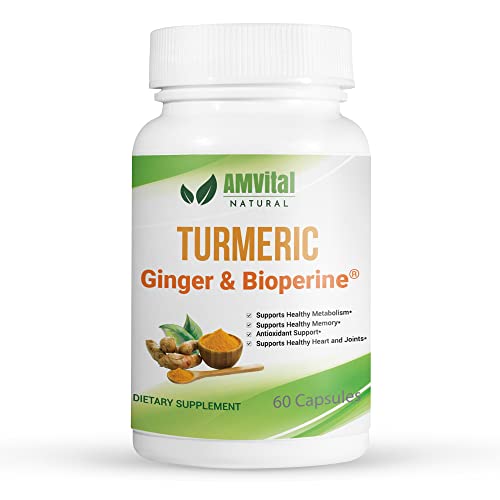 Amvital Turmeric Capsules With Ginger & Bioperine For Joint And Immune Support - 60 Capsules #TOP15