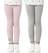 Adorel Meisjes Legging met Fleecevoering Thermisch Winter Dikke Pak van 2 Roze Paarse Ster 110 EU (Fabrikant Maat: 110