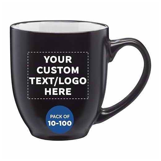 Custom Bistro Coffee Mugs 16 oz. Set of 100, Personalized Bulk Pack - Great for Tea, Cocoa, Diner, Travel mugs - White