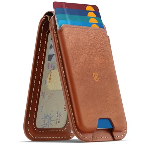 Cartera magnética con bloqueo RFID y soporte ajustable de cuero retro