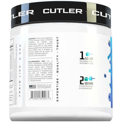 Image of Prevail Pre Workout Powder with Nootropics: Best Pre Workout for Men and Women, Cutting Edge Energy and Focus Supplement with L Citrulline, Alpha GPC, L Tyrosine | Sour Blue Razz, 40 Scoops