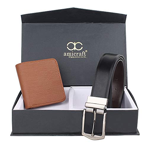 Image of Amicraft Men's Combo Pack Of Wallet & Belt Free Size Upto 44 Inches|