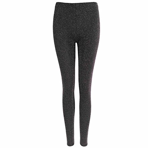 Leggings Lurex Missloved® de color negro y plata brillantes para vestir de noche con elasticidad