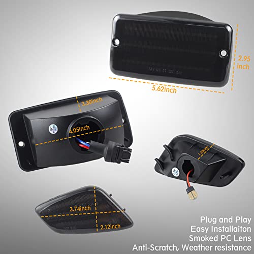 Ndrush Bumper Turn Signal Lights Side Marker Light Smoked Amber White Signals Lamp Led Sidemarkers Assembly Compatible With 1997-2006 Jeep Wrangler Tj #TOP4