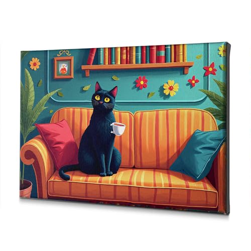 Toile chat noir rustique pour habiller un mur vide 40x60 - 2