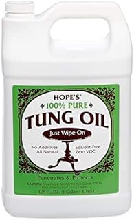 HOPE'S 100% Pure Tung Oil, Waterproof Natural Wood Finish and Sealer, 128 Fl Oz