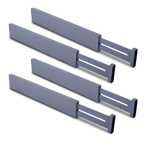 Utoplike Set di 4 divisori in bambù per cassetti da cucina (adatti a cassetti con dimensioni interne comprese tra 38,1 cm e 45 cm), regolabili, con molle, adatti per camere da letto e toletta