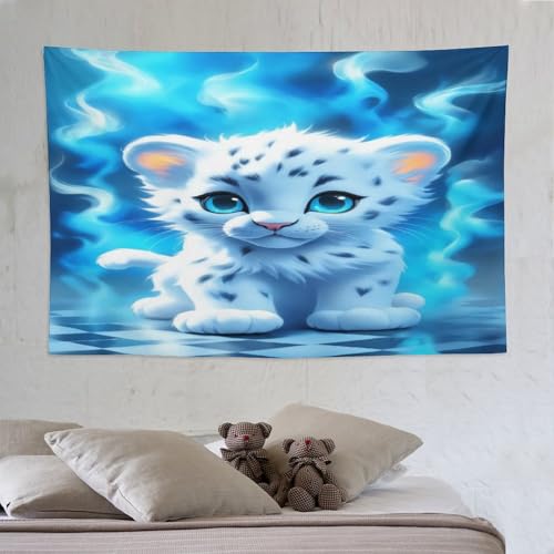 Tenture lion decoration pour salon et dortoir etudiant grand format 150x230 cm